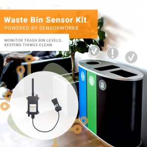 SensorWorks Smart Waste Bin LoRaWAN® Sensor Kit (US915) | Intelligent Monitoring for Efficient Waste Management | 3 Months of Monitoring
