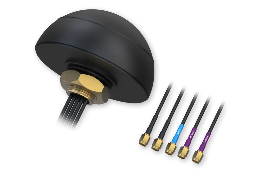 Teltonika PR1KCO28 5-in-1 Roof Antenna | Dual Cellular/GNSS/Dual Wi-Fi | SMA M | 3 m (10 ft) Cables | Black | Screw Mount