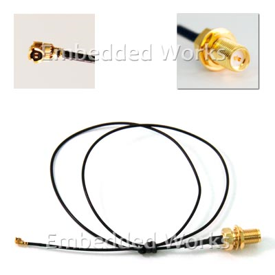 Embedded Works EW-CA16 RF Cable Assembly | u.FL/I-PEX MHF1 to RP-SMA Female | 1.13 mm 457 mm (1.5 ft)