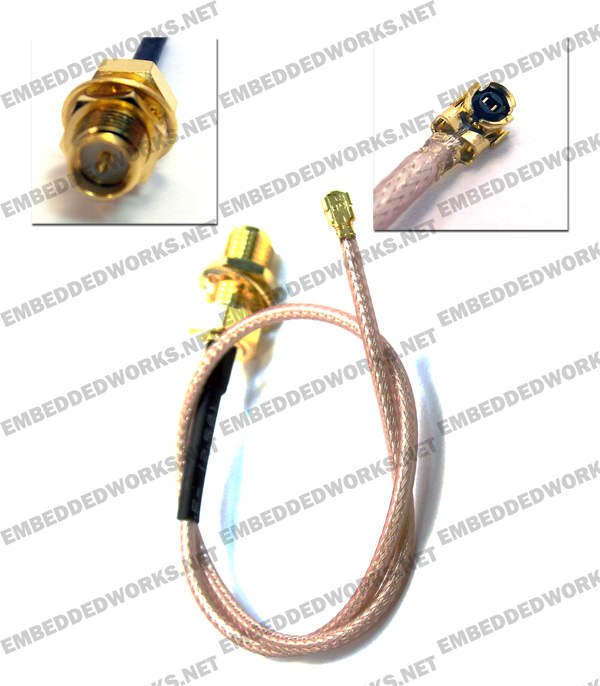 Embedded Works EW-CA27 RF Cable Assembly | u.FL/I-PEX to RP-SMA Female | RG178 200 mm (7.9 in)
