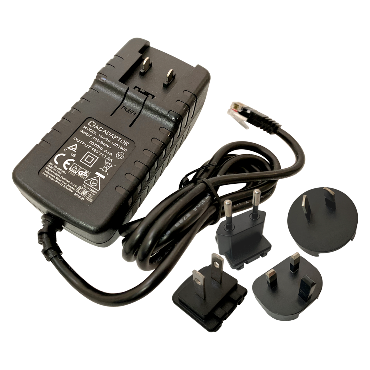 Thales L36880-N8490-A82 Power Supply and Global Wall Plug Adapters (US/CA/MX, UK, Euro, and AU/NZ)