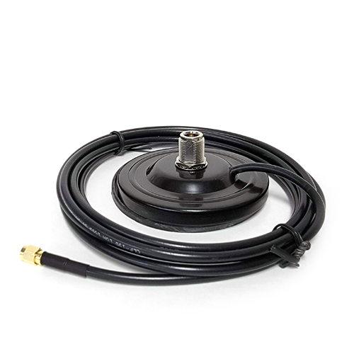 Embedded Works EW-BS-08-N-Type-Base Circle Magnetic Antenna Base | N-Type Female | 3-Meter CLF195 SMA Male Cable