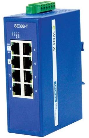 Advantech B+B SmartWorx eWorx SE308-T / ESW, SNMP, MODBUS, 8 PORT 10/100 Gigabit Monitored Ethernet Switch