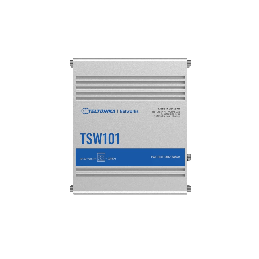 Teltonika TSW101 Automative PoE+ Switch | In-Vehicle | 4 Ports 802.3af/at PoE | TSW101000000 | North America