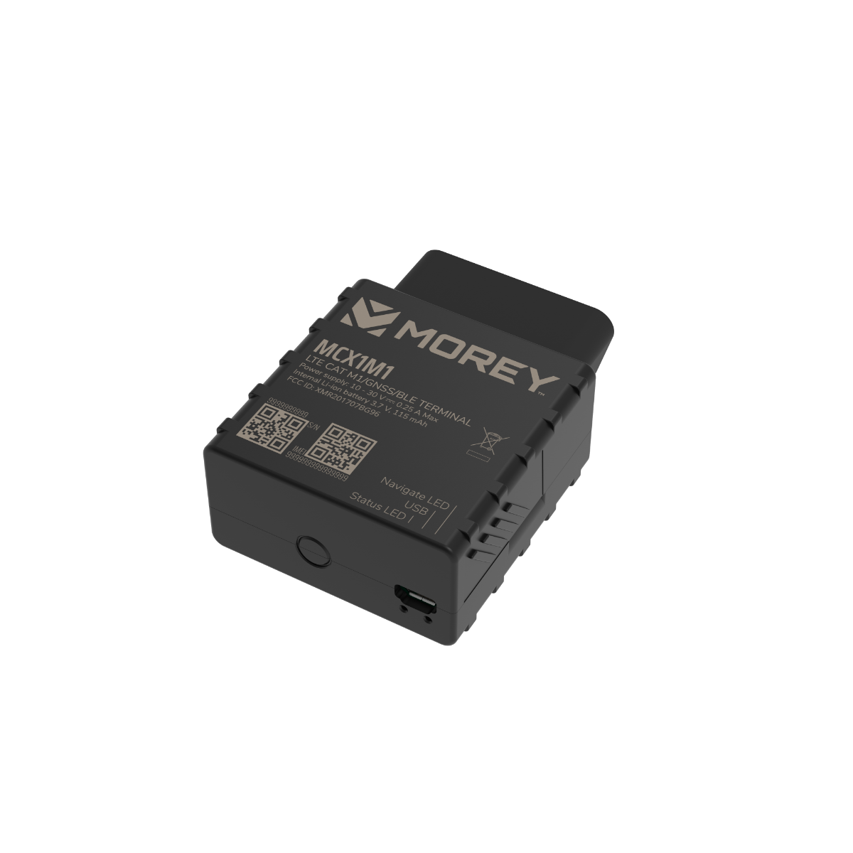 Morey MCX1M1 Cat M1 Cellular and Bluetooth OBD2 Vehicle Tracker, Real-Time Location, Route History, Collision Alerts, Geofence, Fault Codes | Includes One Month Free TFL Service