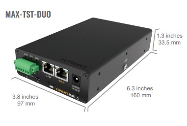 Peplink MAX Transit DUO CORE PrimeCare 4G/LTE-A Router | AC Adapter and Antennas | MAX-TST-DUO-CORE-LTEA-R-T-PRM