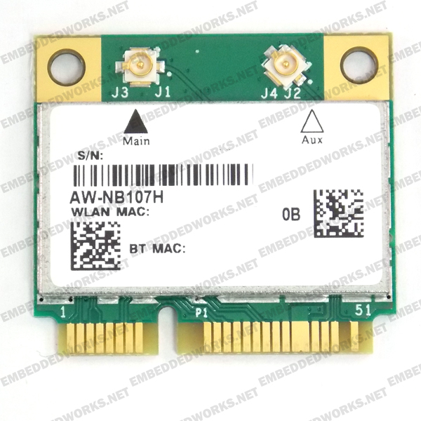 AzureWave AW-NB107H 802.11bgn + Bluetooth PCI Express Mini Card (Half) | Broadcom BCM43142
