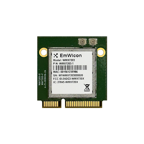 EmWicon WMX7203-1 Half mPCIe | 802.11ax Wi-Fi 6E | BT5.2 | 2×2 u.FL/I-PEX | Qualcomm QCA2066-5