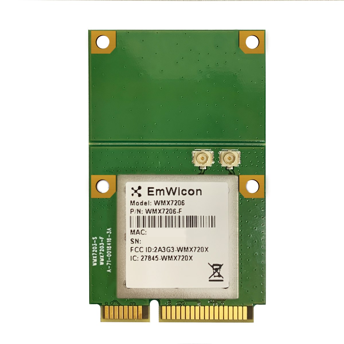 EmWicon WMX7206-F mPCIe | 802.11ax (Wi-Fi 6) + BT | 2×2 u.FL/I-PEX | Realtek RTL8852BE