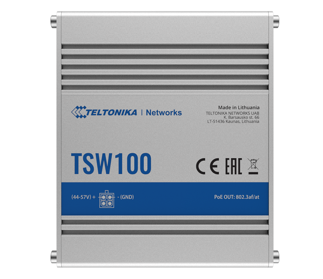Teltonika TSW100 Industrial Unmanaged PoE+ Switch | TSW100000010