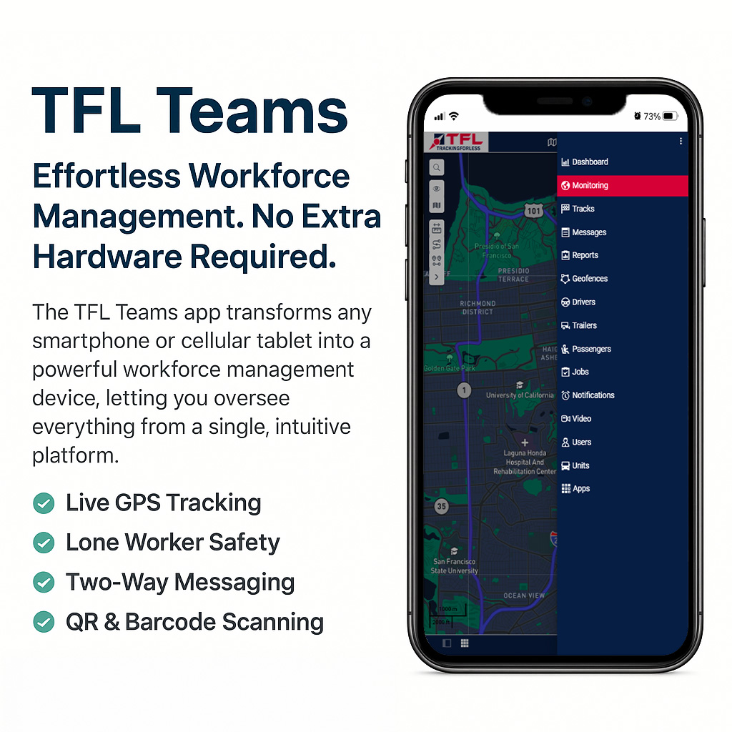 TrackingForLess TFL Teams Monthly Subscription | Workforce Monitoring | Real-Time Tracking
