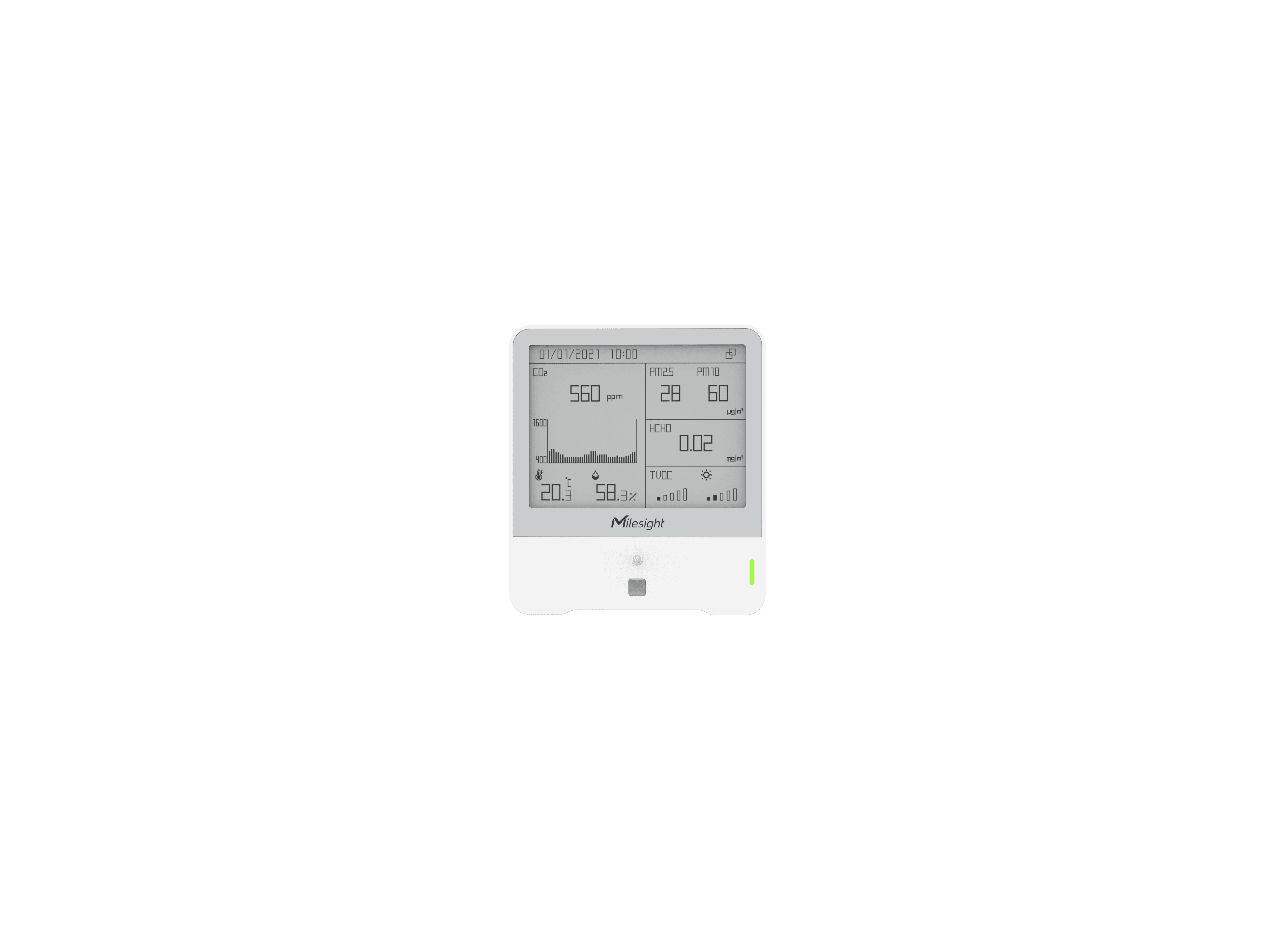 Milesight AM319 9-in-1 Indoor Air Quality Sensor | LoRaWAN | E-ink Display | HCHO & O3 | AM319-915M-W-HCHO